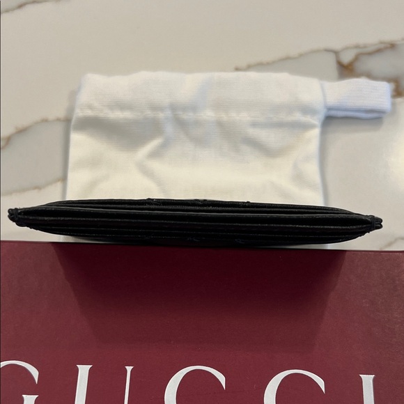 New Gucci Black GG Marmont Chevron Leather Card Case - Picture 4 of 5